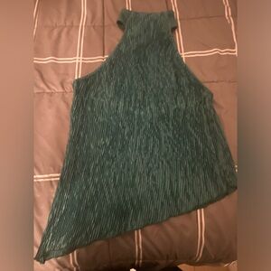 NWT Commense Asymmetric Crop Halter Top with Wide Leg Pants set in dark green